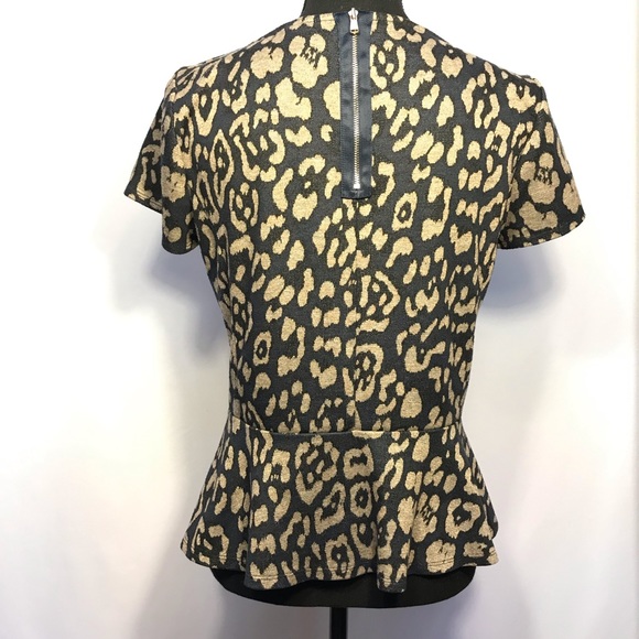 Animal Print Ann Taylor Peplum Top Size Medium - Picture 2 of 5